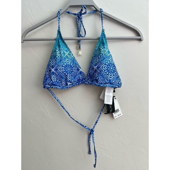 New La Blanca Triangle Swimsuit Bikini Top with Gold Embellishment Size: 14 - Picture 3 of 6